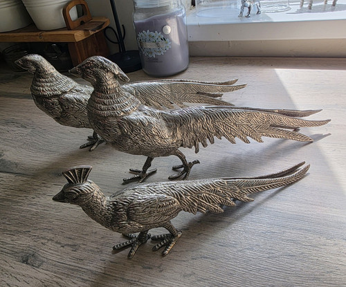 Set silver metal pheasant - of,
