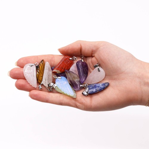 Gemstone angel wings pendants - wings,
