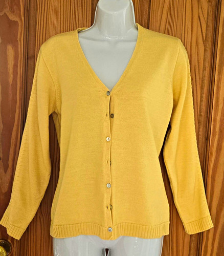 Yellow neck button front - v-neck,