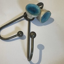 Anthropologie Speckled Hooks Pair  Blue Door Coat Towel Keys Bedroom Hall Boho