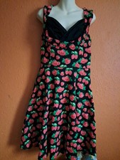 Lindy Bop Women's Fit Flare Size 14/16 Strawberry And Raspberry Dress 50s Style