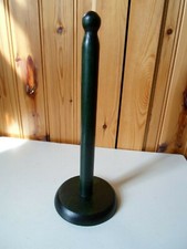  Wooden Kitchen Towel / Toilet Roll :Holder Green wood wash 32cm High 12cm Base