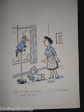 CLIFFORD C LEWIS “CLEW” Original Pen & Ink Cartoon - Talking Parrot & Baby #315