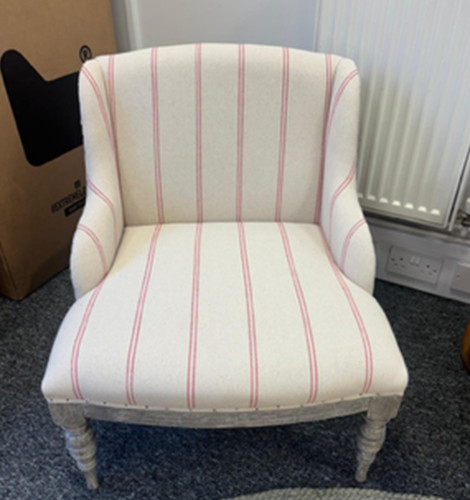 Cream and red stiped - , armchair