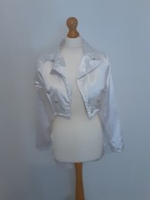 White Satin Ladies Tailcoat Fancy Dress Size Small Michael Jackson