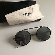 FENDI Sunglasses Mirror Lens Gray Silver White FF M0025 Round Metal 208