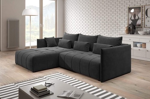 Velvet corner sofa bed - corner, storage