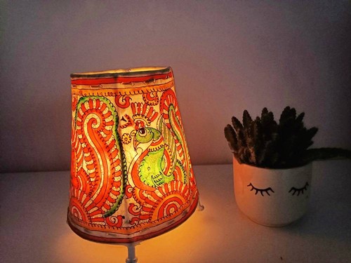 Hand painted peacock lamp - hand,