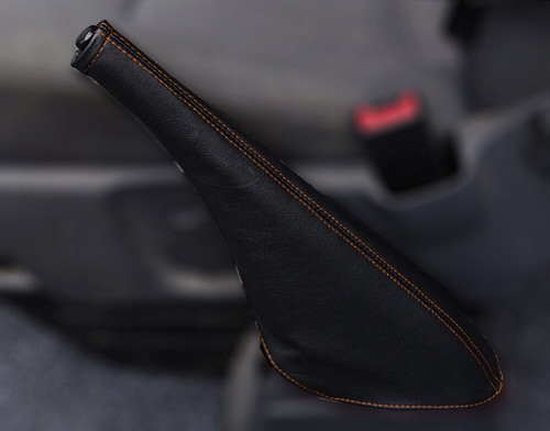 Black leather handbrake gaiter - black,