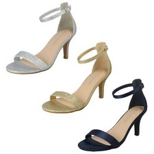 Ladies Spot On Wide Fit High Heeled Evening Sandals F1R2121