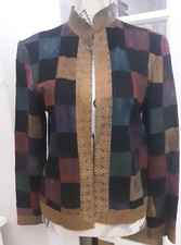Vintage  ROBERTO CAVALLI Patchwork Jacquard Leather & Suede Jacket SIZE M