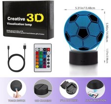 LED Night Lights 3D Football Illusion Lamp Luminous Table Lamp Remote Control