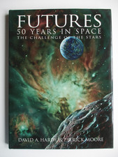 SIGNED Patrick Moore & David A. Hardy FUTURES 50 Years in Space ART Stars HB D/J