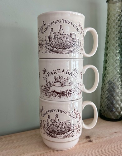 Set vintage recipe mugs - set,