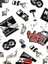 Retro cotton fabric Bye Bye