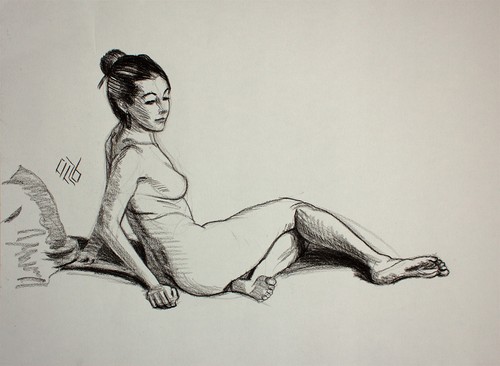 Original female charcoal - original, on