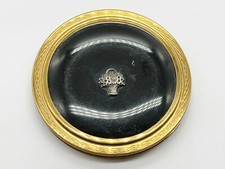 VINTAGE LE RAGE BLACK FLOWER BASKET LADIES POWDER COMPACT MIRROR FOR HANDBAG 