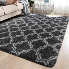 Shaggy Area Rug Fluffy Carpet Floor Mat Soft Built in NonSlip - GREY - Brand New