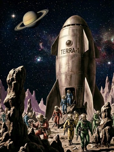 Retro 1940s landed - , planet