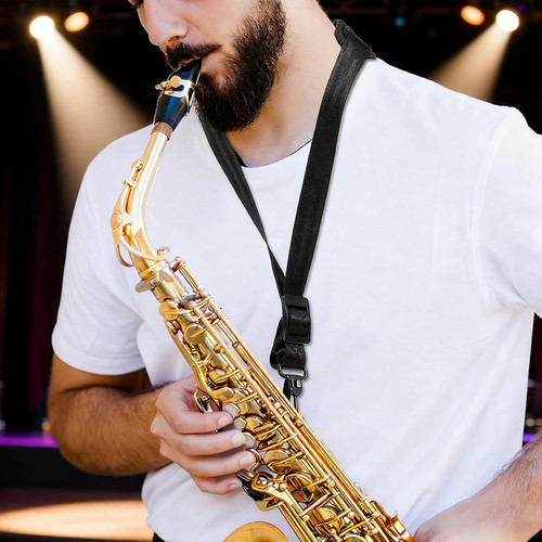 Saxophone strap soft leather - saxophone,
