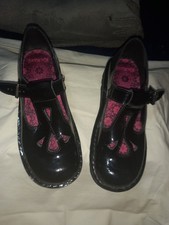 Kickers  T Bar Style, Adler. Black Patent Leather.  Uk 5