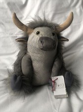Dora Designs Posh Angus Grey Highland Cow Door Stop New Fabric Faux Fur