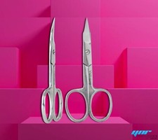 YNR® CURVED NAIL SCISSORS SUPER SHARP THIN EDGE CUTICLE SCISSORS SILVER STEEL
