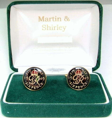 1949 six pence cufflinks - six,