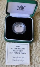 PIEDFORT SILVER 1992 10P COIN