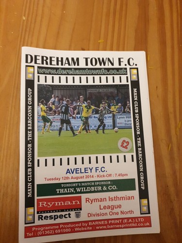 Dereham town aveley fc - town,