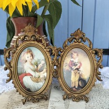 Vintage Italian Rococo Style Scrolled  Oval Ornate Picture Frame x 2