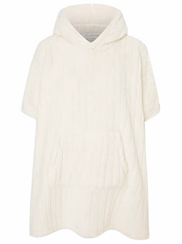 White hooded fleece blanket - white,