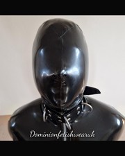 Medium Latex Mask Sensory blindfold black hood rubber Fetish nose Hole Only Kink