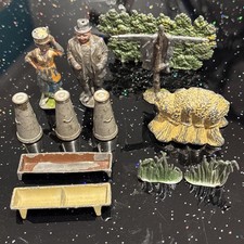 Vintage Metal Farm Toys Job Lot (10+) Farmer, Milkmaid Collectible Antique Toy