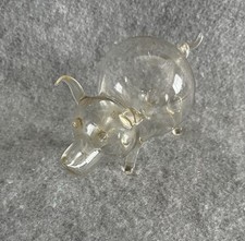 Hand Blown Clear Glass Pig