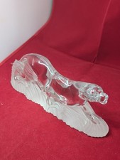 Lenox Rare Panther Jaguar Designer Fine Crystal Frosted Base Ornament Statue Art