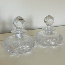 Vintage Antique Pair of Cut Glass Crystal Perfume bottles 100ml + stoppers