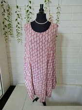 Made In Italy Pink White Stretch Cotton Easy Fit Swing Dress Size 18/20