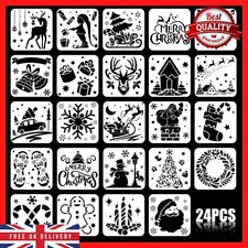 VEYLIN Stencils for Kids, 24 Assorted Christmas Stencils Template Children Santa