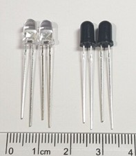 IR LED Infrared Transmitter & Receiver Diodes - 2 Sets 3mm or 5mm - Free UK P&P