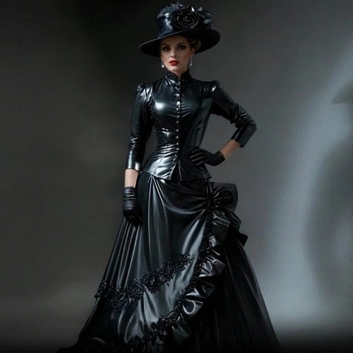 Shiny black leather prom - shiny,