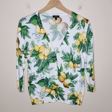 Talbots Lemon Print V-neck