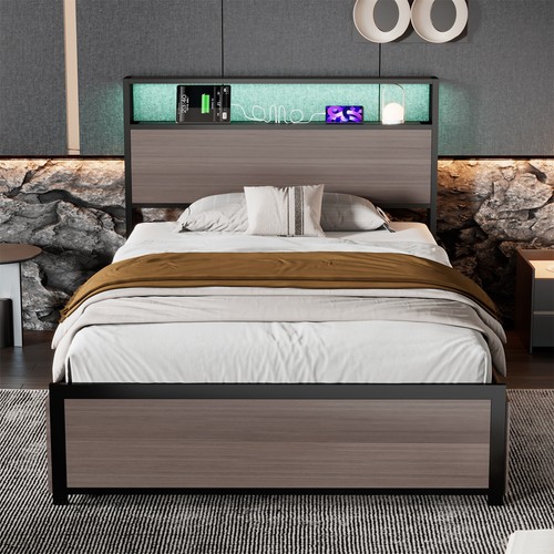 Metal platform bed frame - bed, 3ft