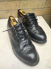 Stylo Wingtip Brogue Golf Shoes Black Lace Up Made In England Size UK 10 Vintage