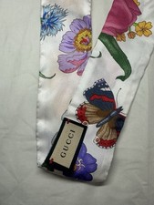 Gucci Silk Twin Flora Print Neck Bow Multi Color 