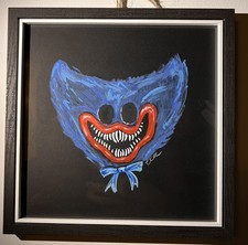 ? Huggy Wuggy Drawing Framed Poppy Playtime ORIGINAL  ARTWORK Nightmare ?