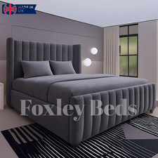 Ottoman Bed Winged Plush Velvet New York Divan Storage Double & King Size Bed