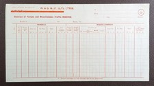 1930s Midland & Great Northern Joint Railway Parcel Traffic Record Blank Form