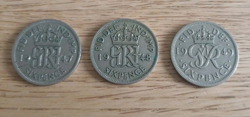 Vintage sixpence coins - 💞,
