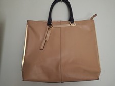 river island large leather bag new tan with gold trim